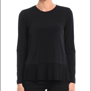 MICHAEL KORS Navy Blue Pleated Hem Long Sleeve Top - Size Small S/P NWOT